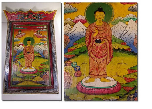 Grande peinture tangka sakyamuni tibétain mil XXème